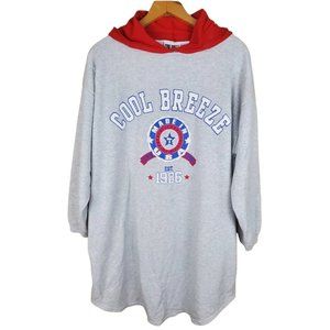 Vintage 90s Cool Breeze USA Sweatshirt Dress Patriotic Gray Long Hoodie 4th July